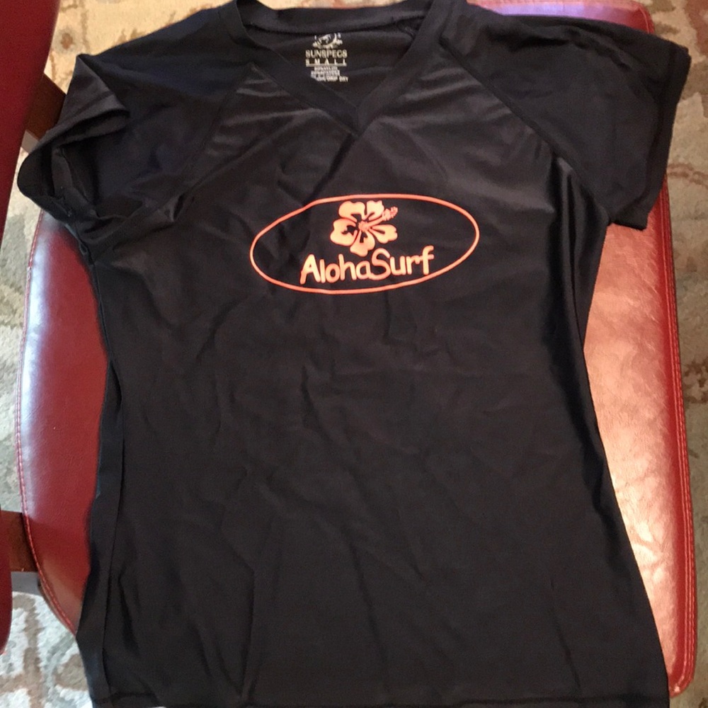 Black and neon orange swim shirt girls